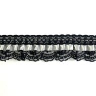 Small Dolls Lace Trimming - Black/Silver Grey