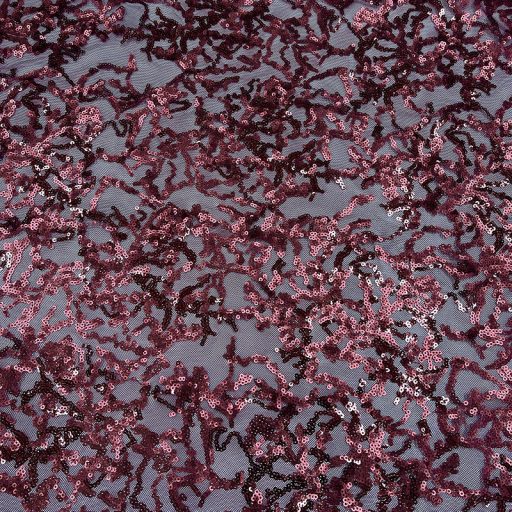 Coral Reef Embroidery Stretch Mesh Burgundy - Image 2