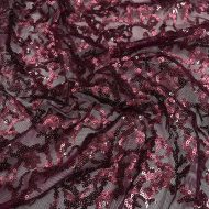 Coral Reef Embroidery Stretch Mesh Burgundy
