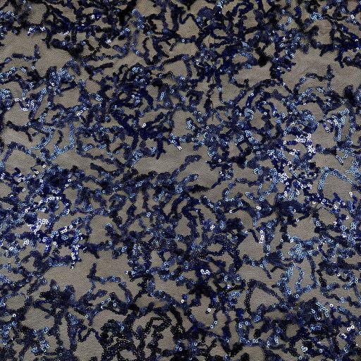 Coral Reef Embroidery Stretch Mesh Navy - Image 2