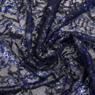 Coral Reef Embroidery Stretch Mesh Navy