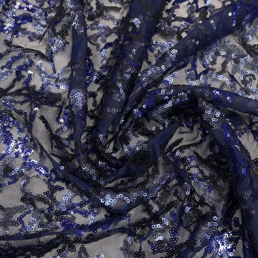 Coral Reef Embroidery Stretch Mesh Navy