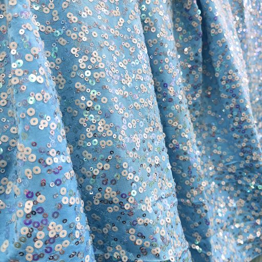 Darling Embroidery Sequin Stretch Spandex Blue - Image 2