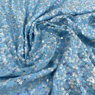 Darling Embroidery Sequin Stretch Spandex Blue