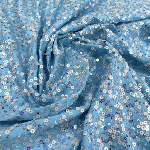 Darling Embroidery Sequin Stretch Spandex Blue