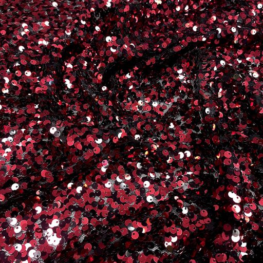 Ragtime Embroidery Sequin Stretch Mesh Black/Red