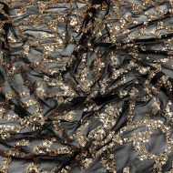 Showtime Embroidery Sequin Stretch Mesh Black/Gold