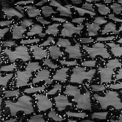 Showtime Embroidery Sequin Stretch Mesh Black - Image 2