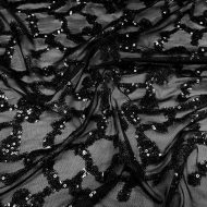 Showtime Embroidery Sequin Stretch Mesh Black