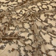 Showtime Embroidery Sequin Stretch Mesh Nude