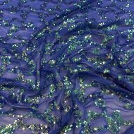 Showtime Embroidery Sequin Stretch Mesh Royal Iridescent