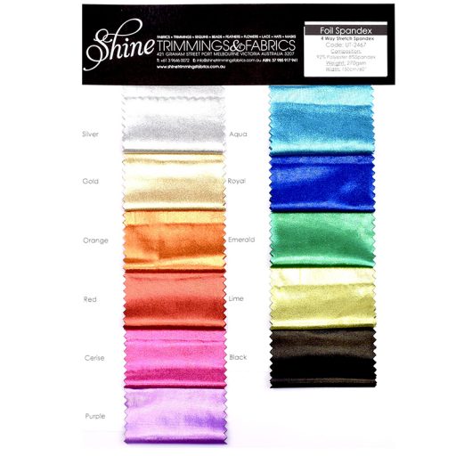 Foil Finish Stretch Spandex Sample Cards