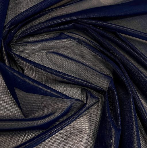 Metallic Foil Stretch Mesh Navy