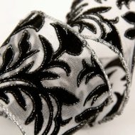 Velvet Acanthus Black/Silver Wire Ribbon