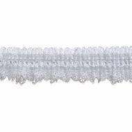 Iridescent Lace Elastic Trim - White  AB
