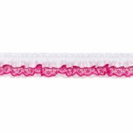 Single Edge Garter Elastic 133 - White / Fuchsia