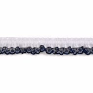 Single Edge Garter Elastic 133 - White / Navy