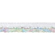 Single Edge Garter Elastic 133 - White / Rainbow