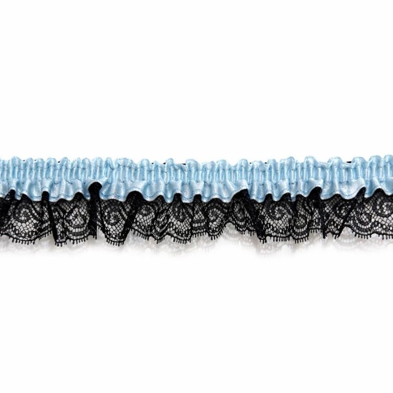 Single Edge Garter Elastic 3313 - Dusty Blue / Black