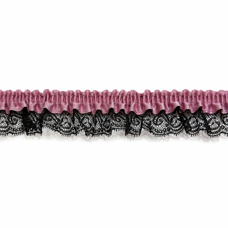 Single Edge Garter Elastic 3313 - Dusty Pink / Black