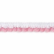 Single Edge Garter Elastic 663 - White  / Dusty Pink