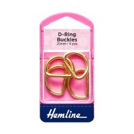 Hemline Buckle D Rings 20mm Gold