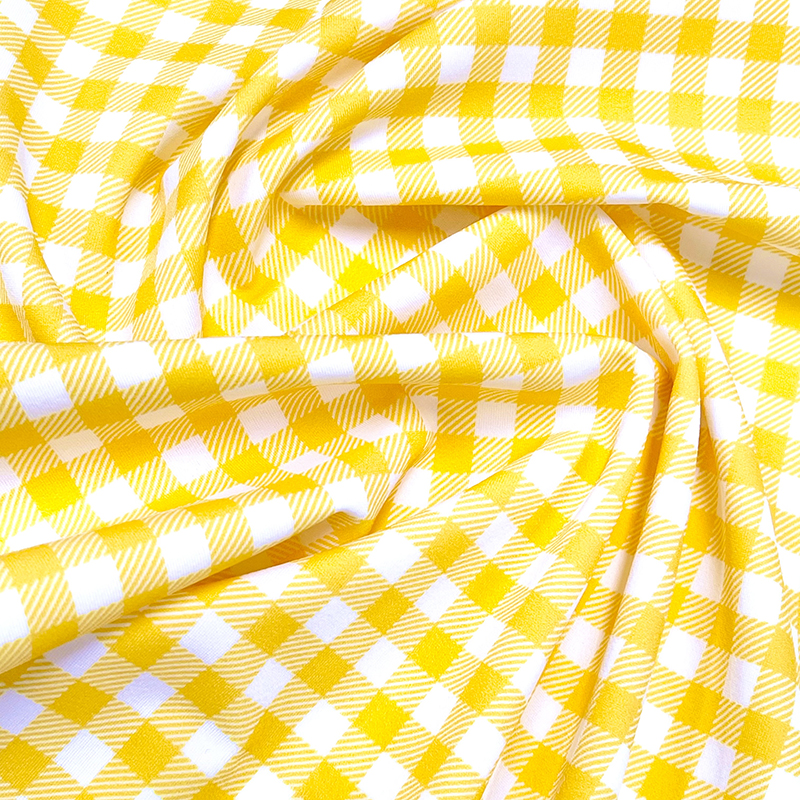Gingham Printed Linel Yellow/White