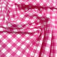 Gingham Printed Linel Pink/White