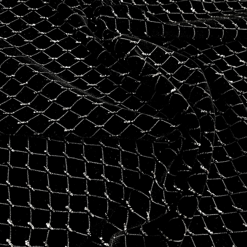 Diamond Silver Glitter Velvet Black/Silver