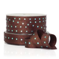 Jolly with Stars Grosgrain Ribbon Brown/Blue
