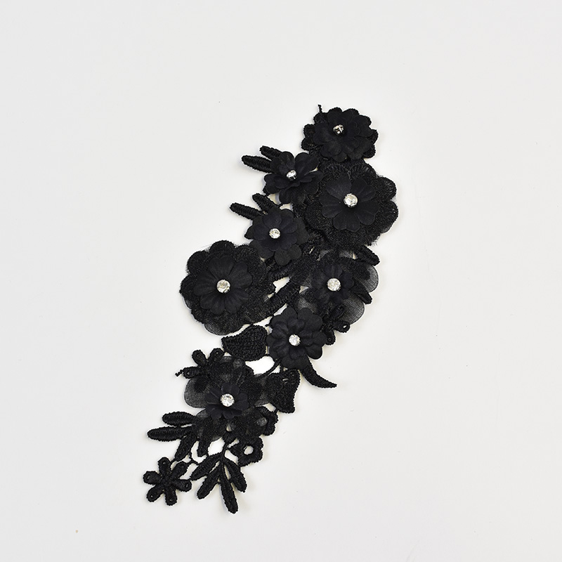 Zoe 3D Lace Motif - H0006 - Black (One side only)