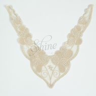 Floral Deep V Embroidered Lace Motif - Beige