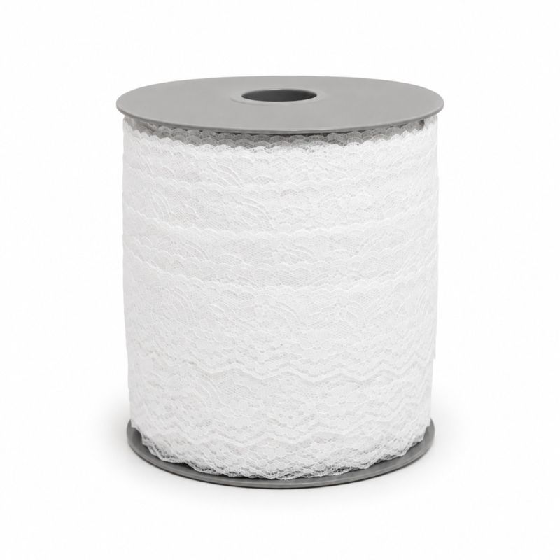Nylon Lace Trimming 074 Full Roll - White - Image 2