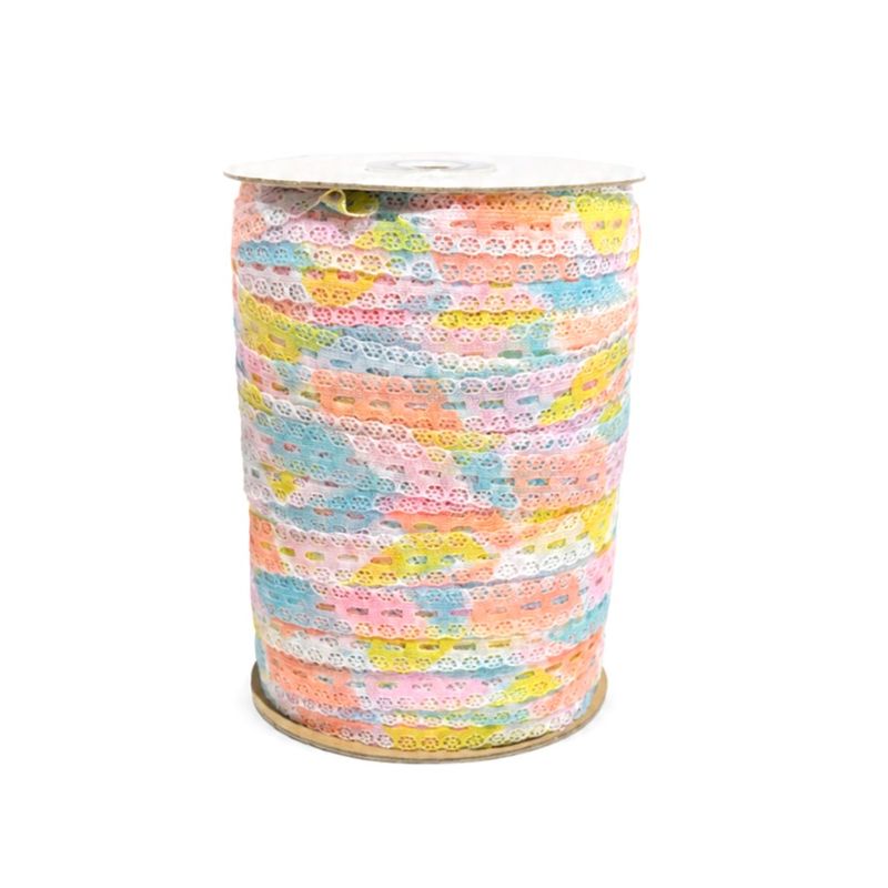 Nylon Eyelet Lace Trimming 1202 Full Roll - Multi - Image 3
