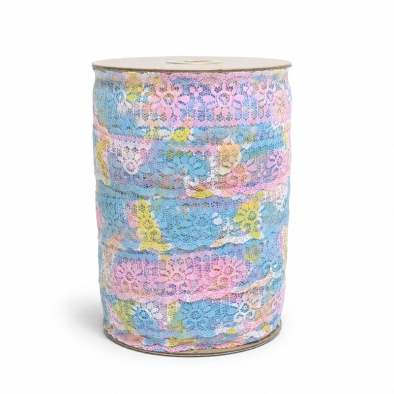 Nylon Lace Trimming 722 Full Roll - Pastel Multi - Image 2