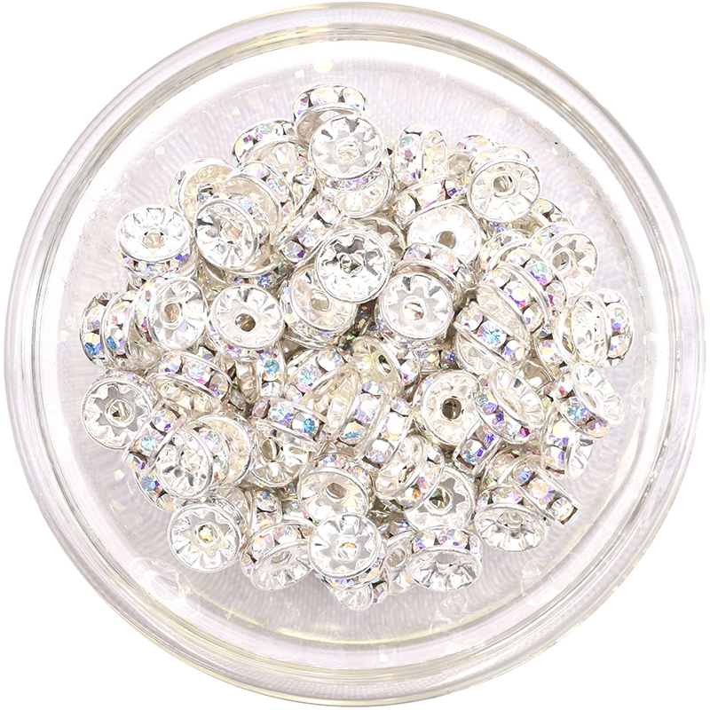 Preciosa Rondelle with Chaton Smooth Silver Cup - Crystal AB (00030AB)