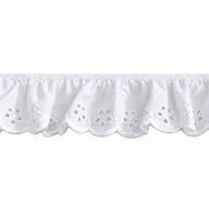 Gathered Broderie Anglaise Cambric Lace Trimming 419322 - Shiny White