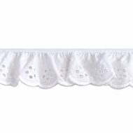 Gathered Broderie Anglaise Cambric Lace Trimming 419322 - White