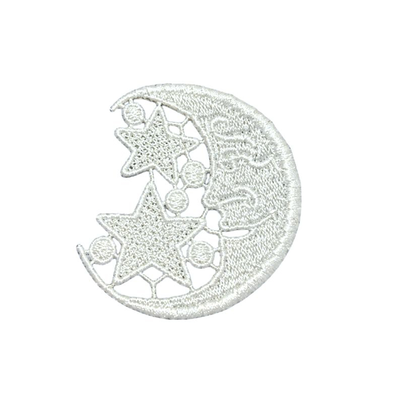 Moon and Stars Guipure lace motif 42590 - White